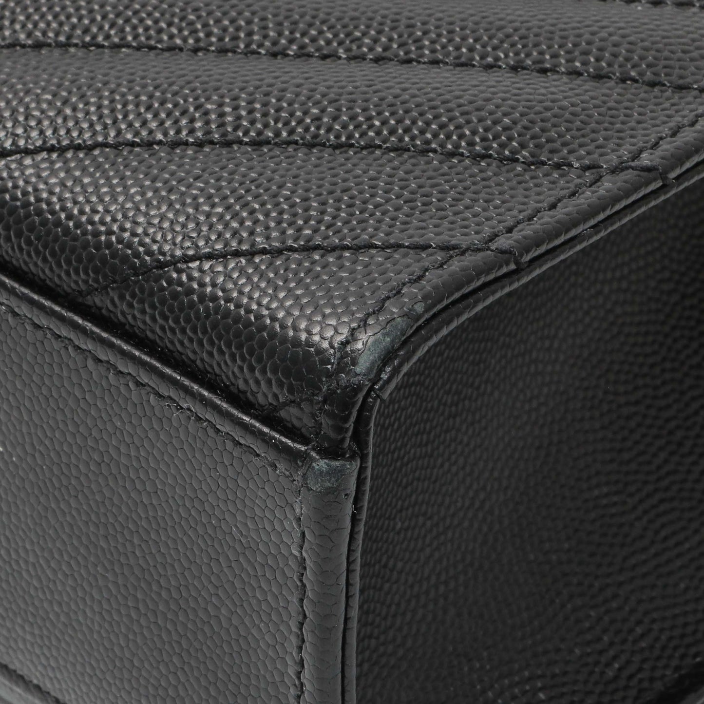 Exclusive Saint Laurent Grain De Poudre Mixed Matelasse Large Triquilt Monogram Satchel — Detail View