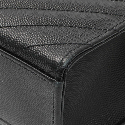 Exclusive Saint Laurent Grain De Poudre Mixed Matelasse Large Triquilt Monogram Satchel — Detail View