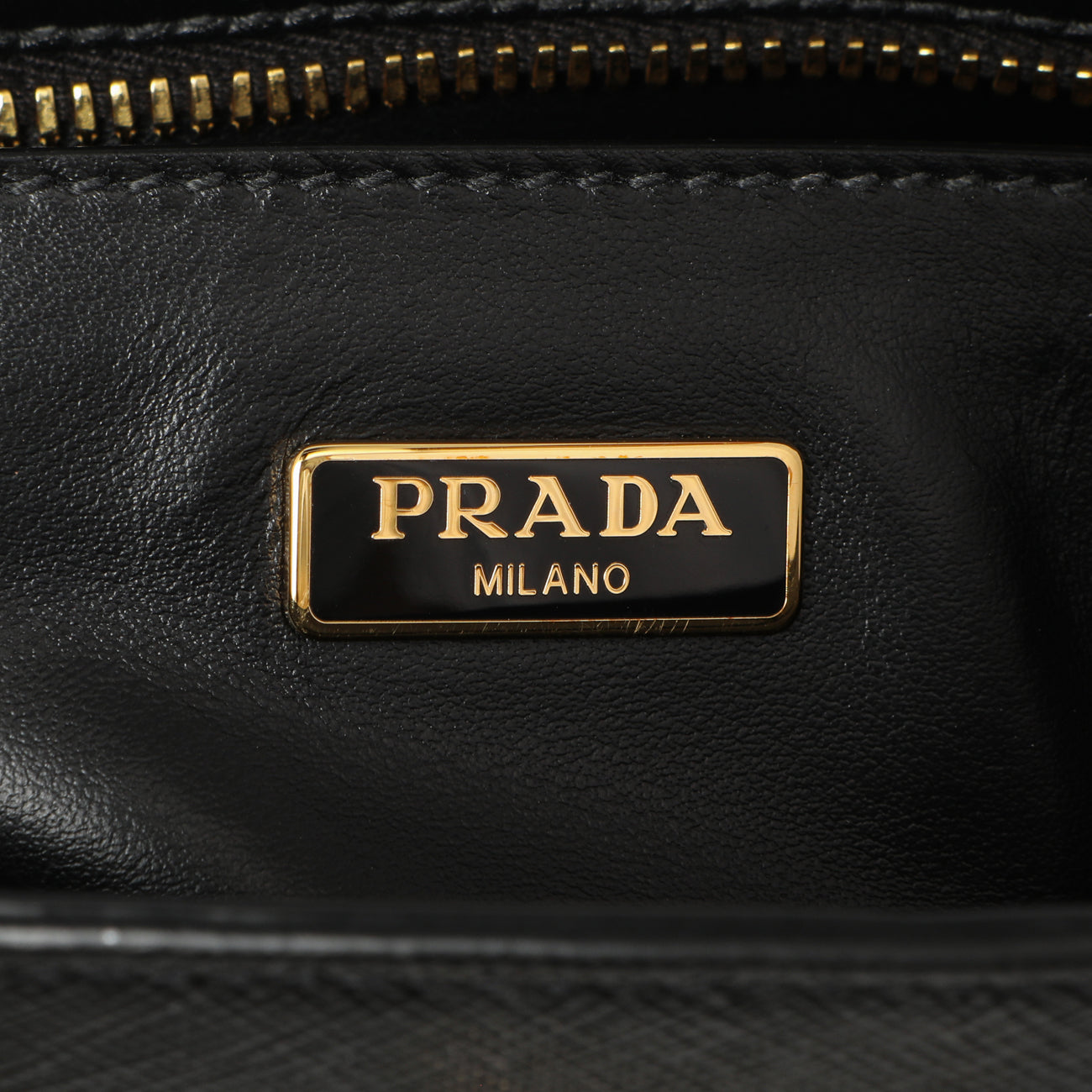 Exclusive Prada Black Saffiano Soft Calf Mini Zipped Tote — Detail View