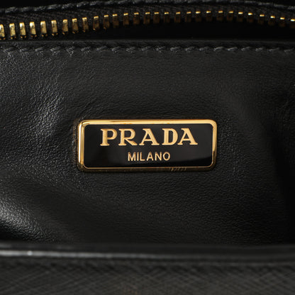 Exclusive Prada Black Saffiano Soft Calf Mini Zipped Tote — Detail View