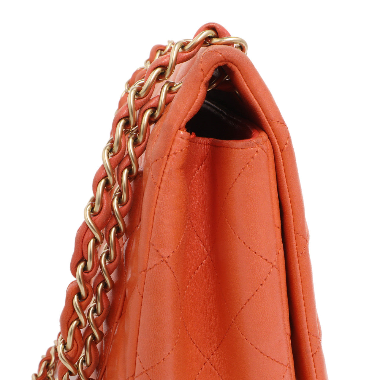 Exclusive Chanel Coral Quilted Lambskin Maxi Classic Single Flap — Alternate View 13