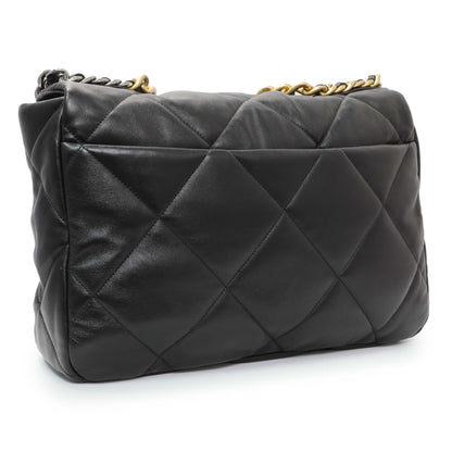 Exclusive Chanel Black Lambskin Quilted Maxi Chanel 19 Flap — Side View