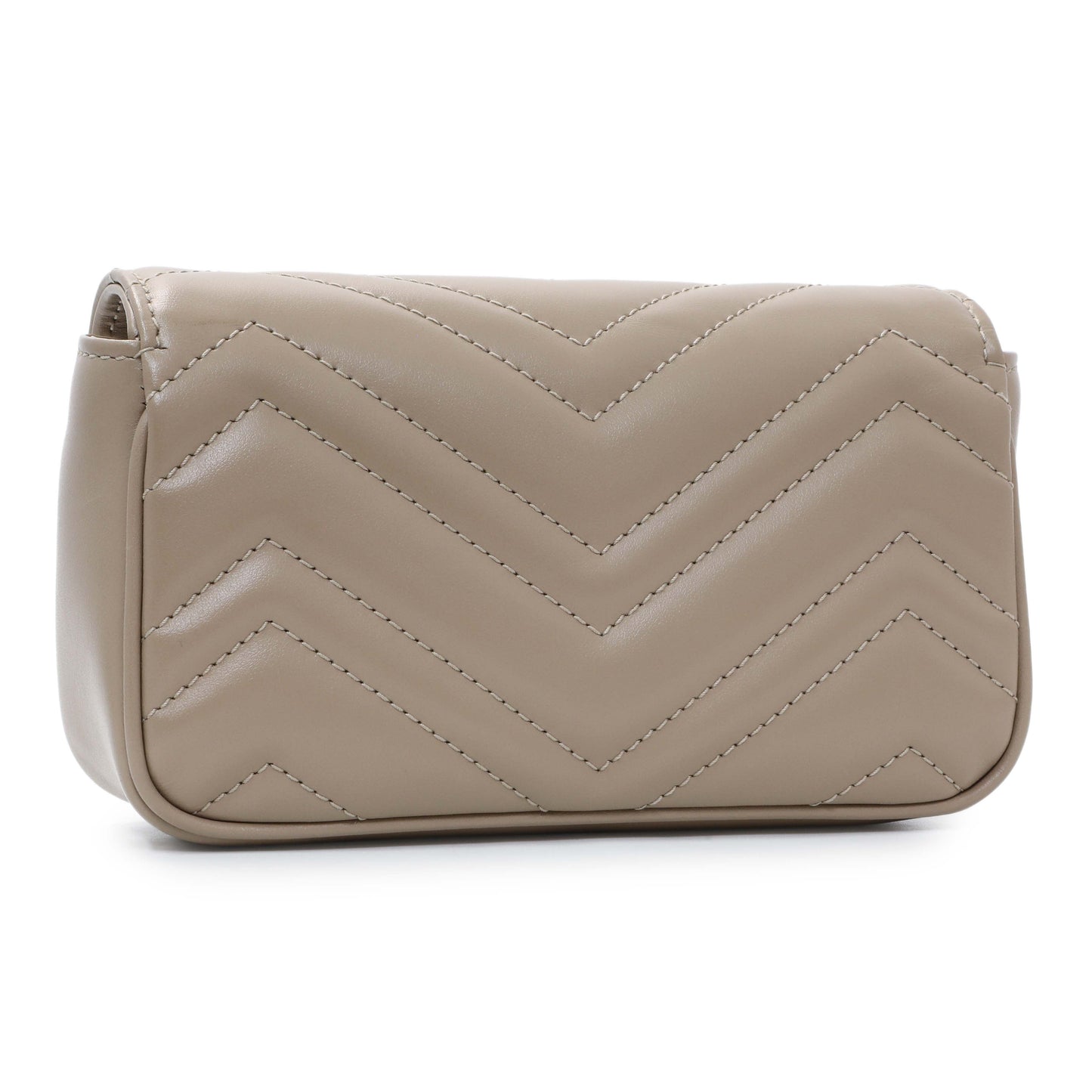 Exclusive Gucci Beige Calfskin Matelasse Super Mini GG Marmont Shoulder Bag — Side View