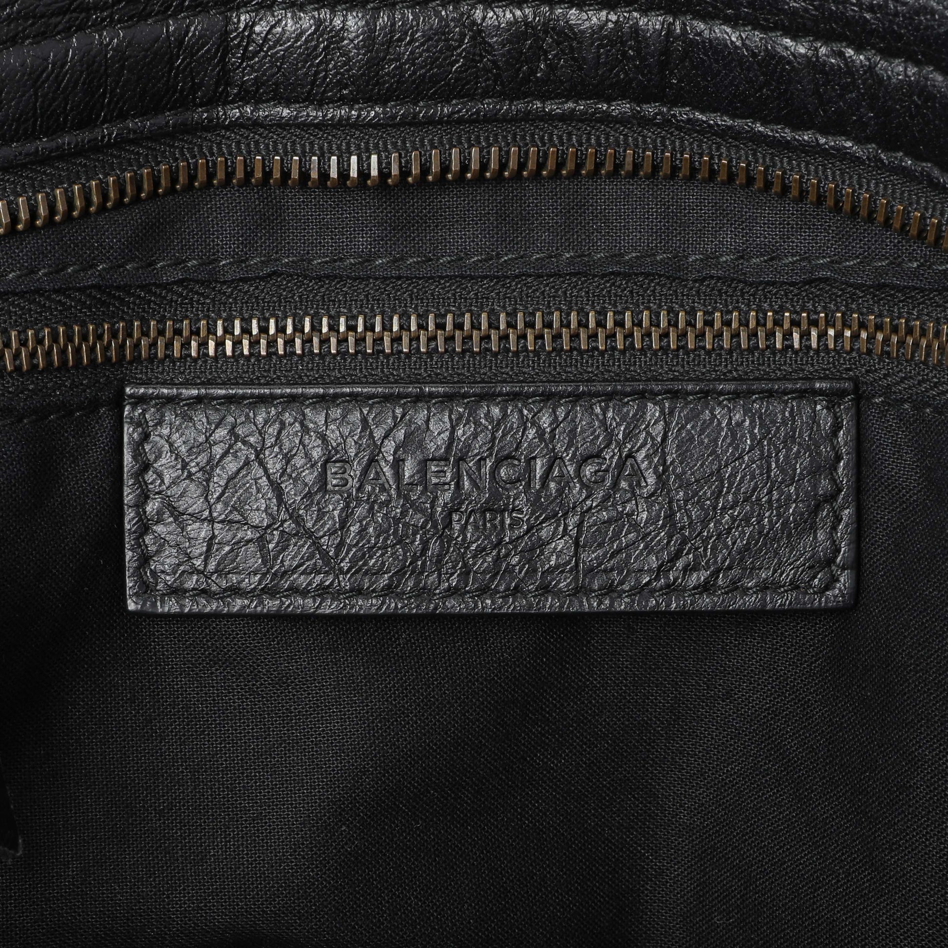 Exclusive Balenciaga Black Agneau Graffiti All Over Classic Hardware City — Detail View