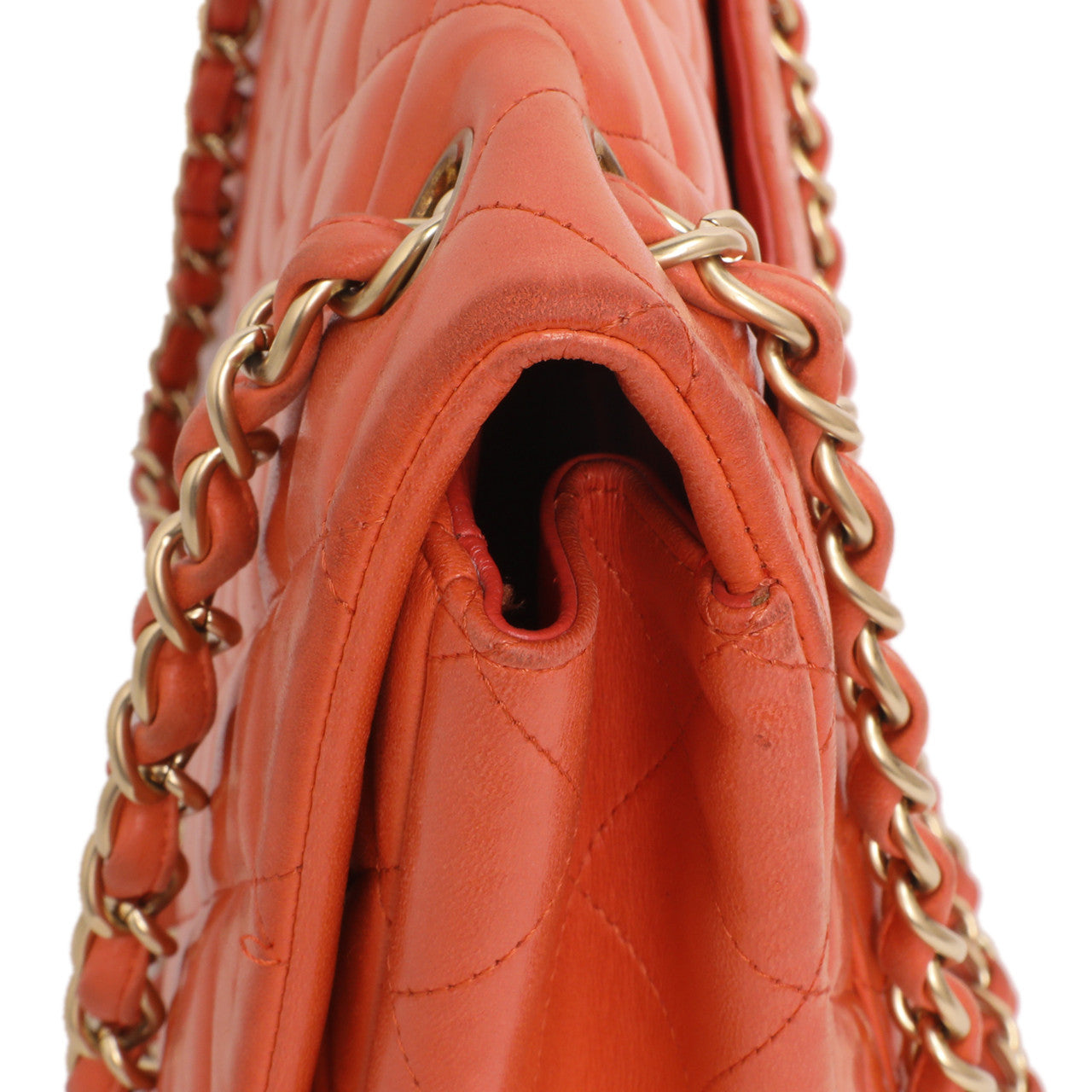 Exclusive Chanel Coral Quilted Lambskin Maxi Classic Single Flap — Alternate View 14