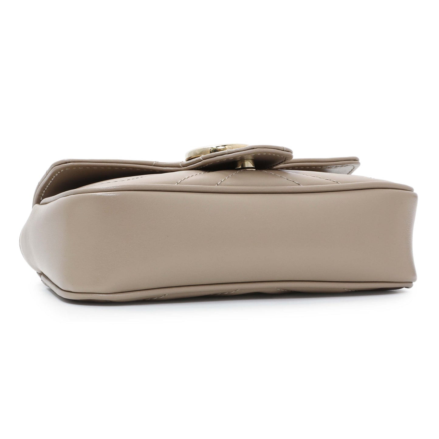 Exclusive Gucci Beige Calfskin Matelasse Super Mini GG Marmont Shoulder Bag — Back View