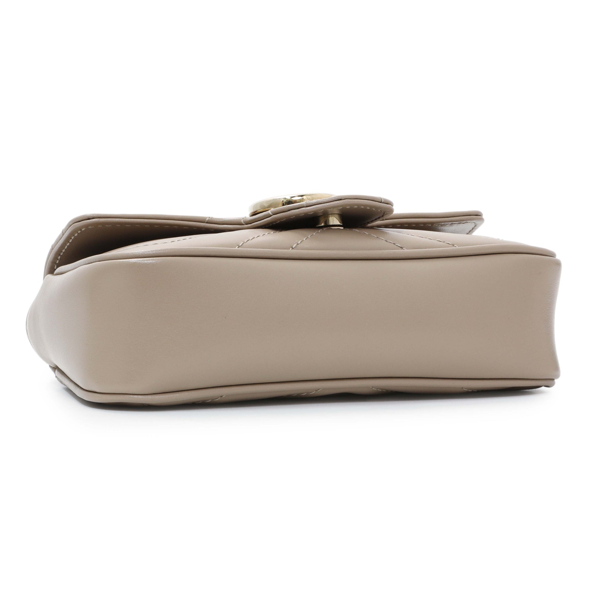Exclusive Gucci Beige Calfskin Matelasse Super Mini GG Marmont Shoulder Bag — Back View