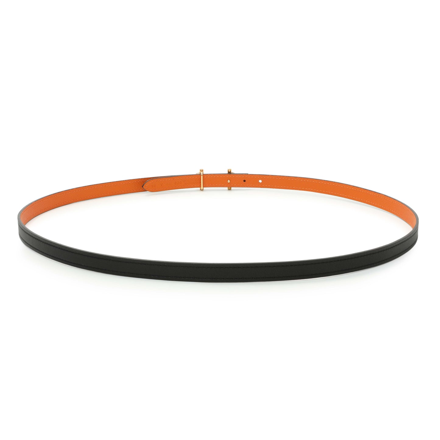 Exclusive Hermes Black Orange Swift Epsom 13mm Reversible Gamma Belt — Side View