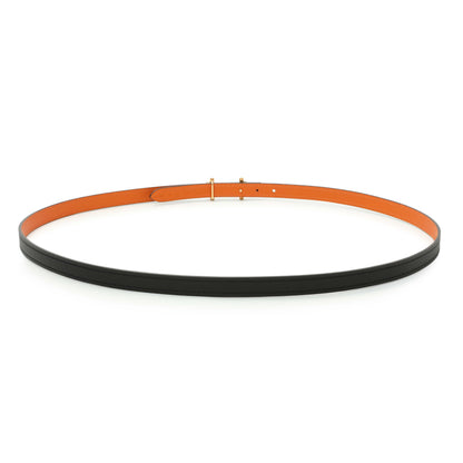 Exclusive Hermes Black Orange Swift Epsom 13mm Reversible Gamma Belt — Side View