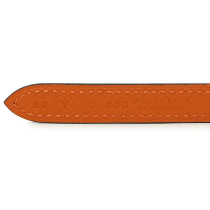 Exclusive Hermes Black Orange Swift Epsom 13mm Reversible Gamma Belt — Back View