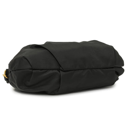 Exclusive Prada Black Nylon Pleated Hobo — Back View