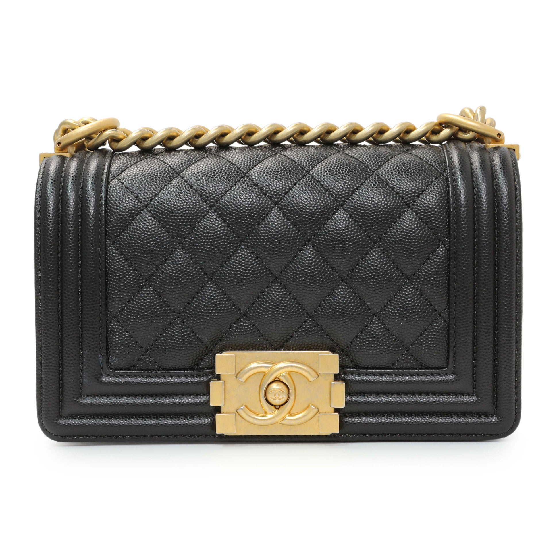 Exclusive Chanel Black Caviar Quilted Small Boy Flap — Side View
