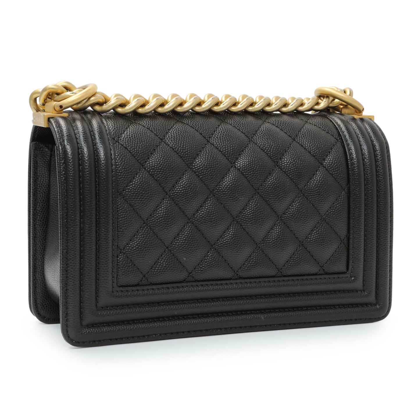 Exclusive Chanel Black Caviar Quilted Small Boy Flap — Back View