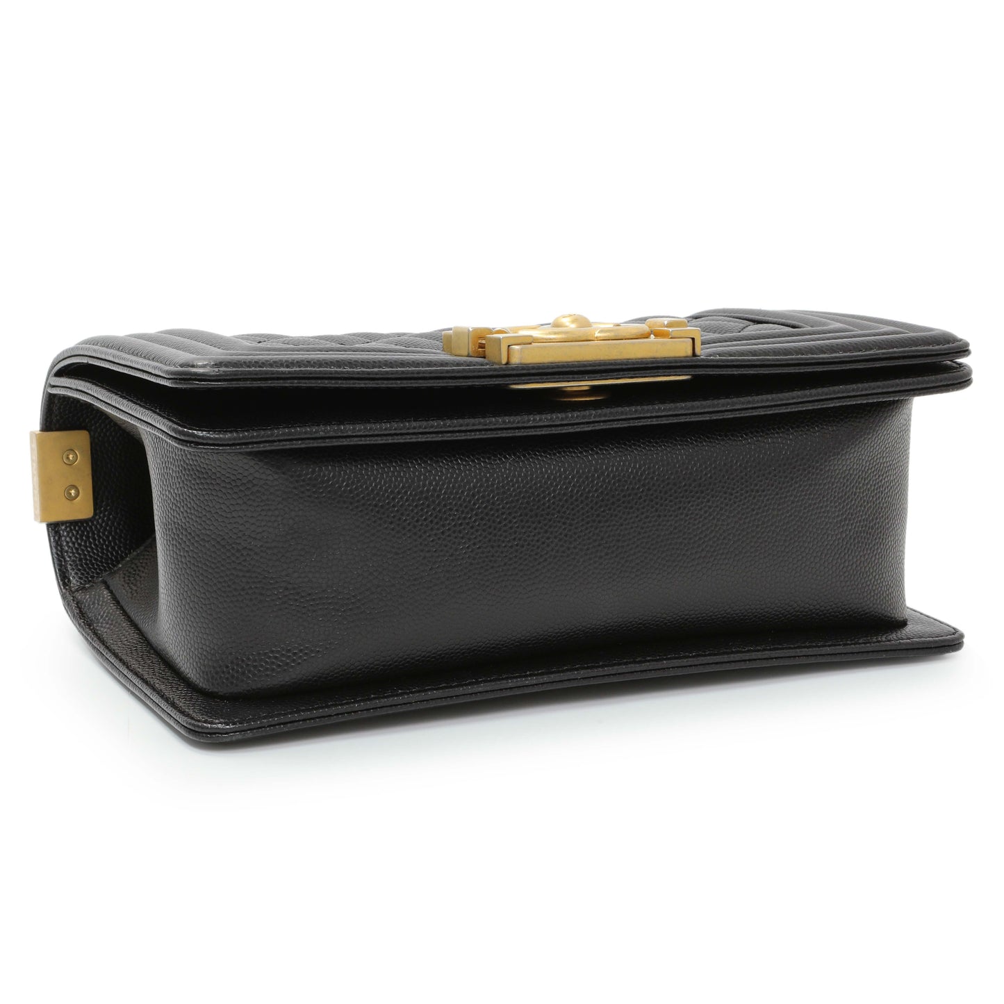 Exclusive Chanel Black Caviar Quilted Small Boy Flap — Top View