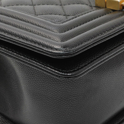 Exclusive Chanel Black Caviar Quilted Small Boy Flap — Detail View