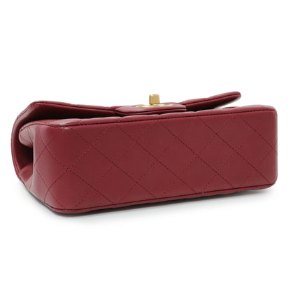 Exclusive Chanel Burgundy Lambskin Quilted Mini Top Handle Rectangular Flap — Back View