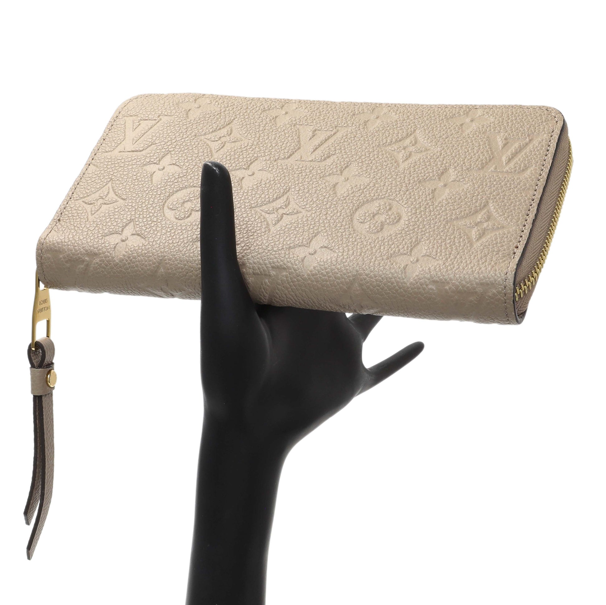Exclusive Louis Vuitton Tourterelle Monogram Empreinte Zippy Wallet — Lifestyle View