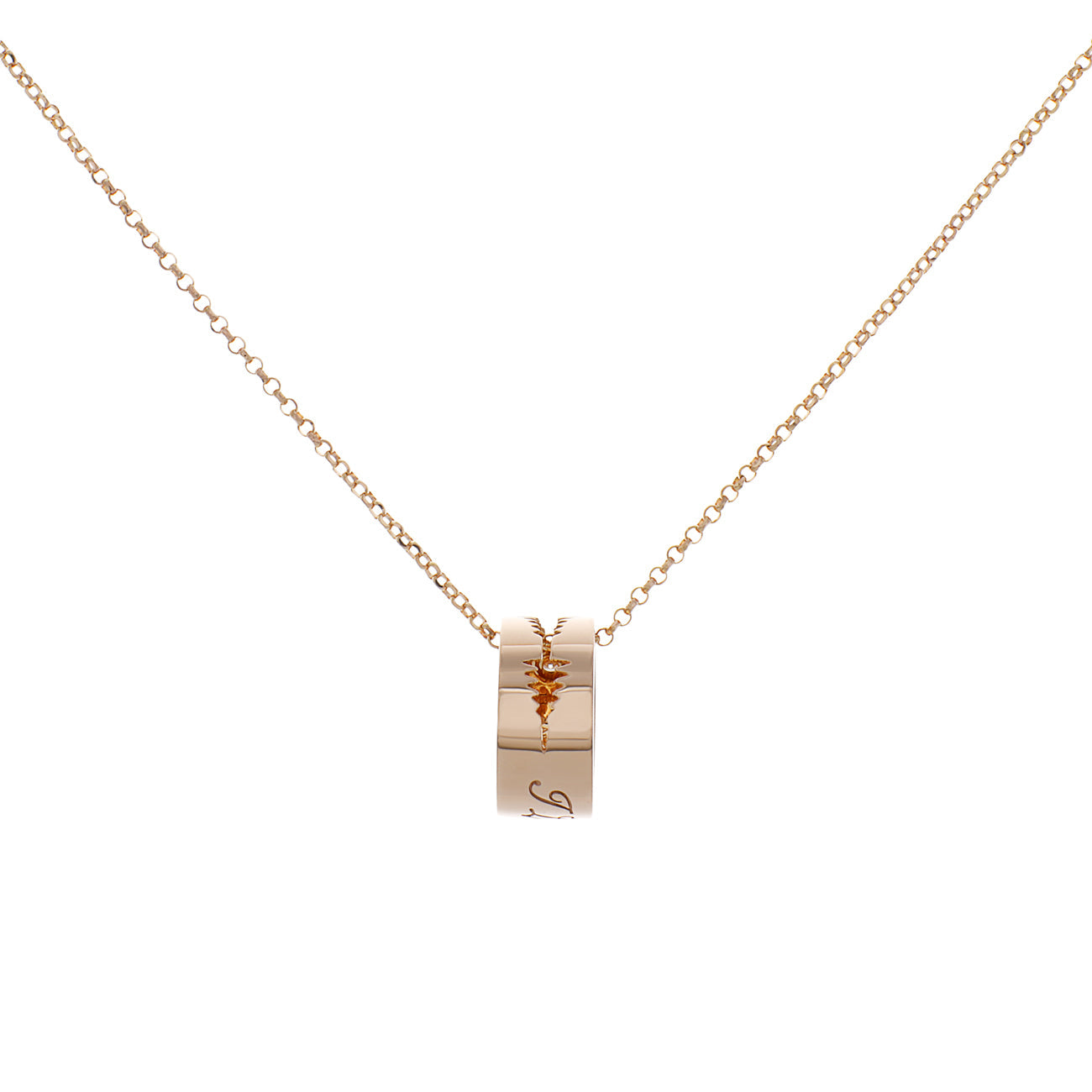 Exclusive 18K Rose Gold Diamond "I Love You" Charm Pendant — Side View
