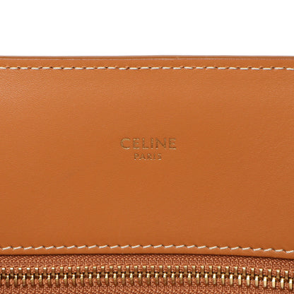 Exclusive Celine Natural Tan Canvas Calfskin Logo Print Small Vertical Cabas — Lifestyle View