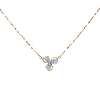 Exclusive 18K Rose/White Gold Diamond Petal Pendant — Front View
