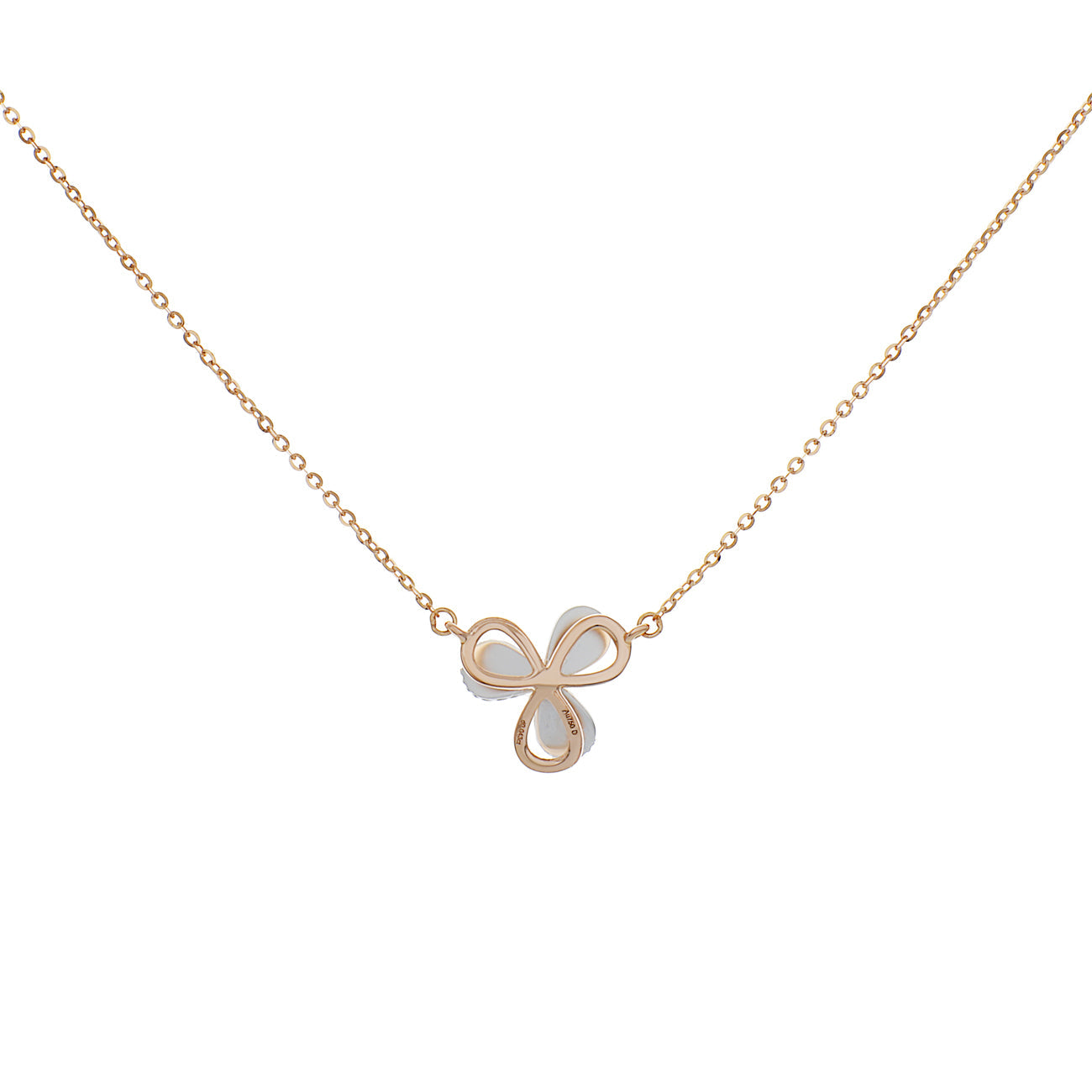 Exclusive 18K Rose/White Gold Diamond Petal Pendant — Side View