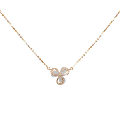 Exclusive 18K Rose/White Gold Diamond Petal Pendant — Side View