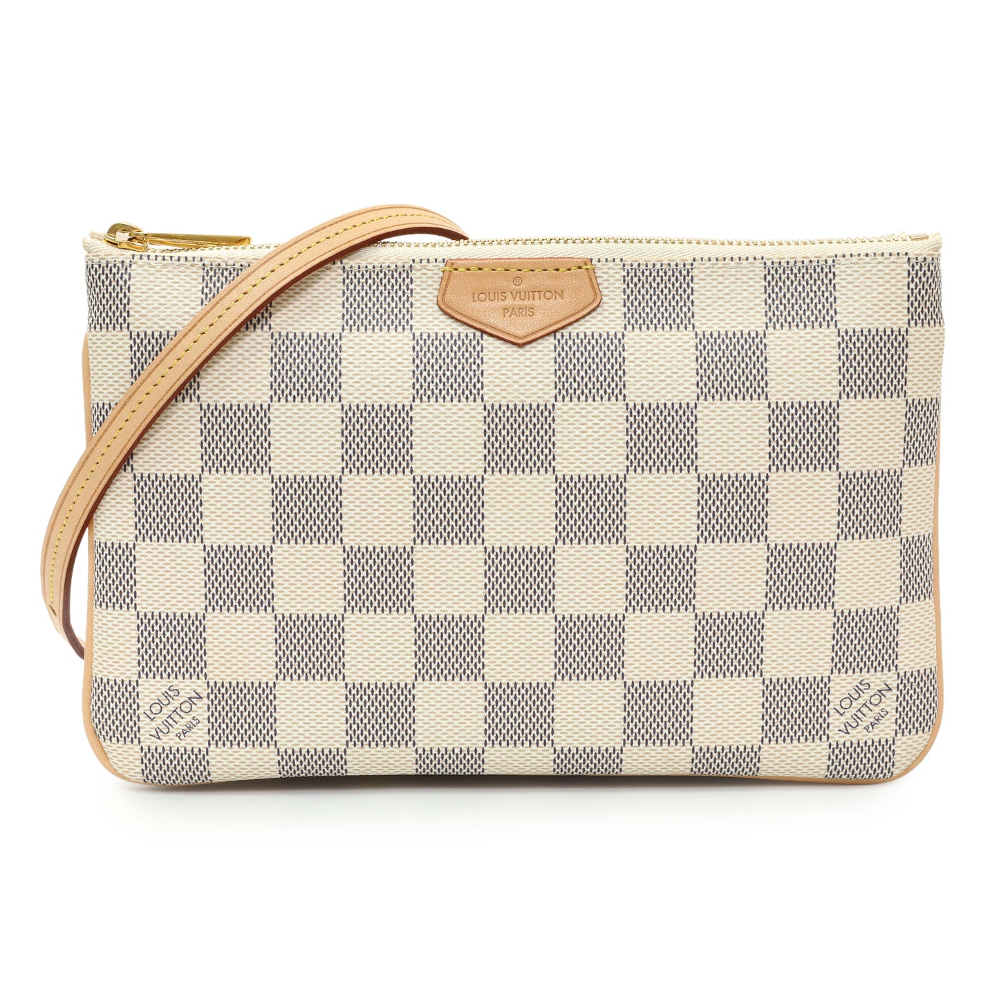 Exclusive Louis Vuitton Damier Azur Double Zip Pochette — Front View