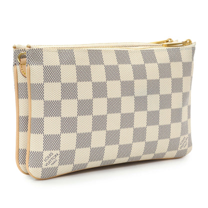 Exclusive Louis Vuitton Damier Azur Double Zip Pochette — Side View