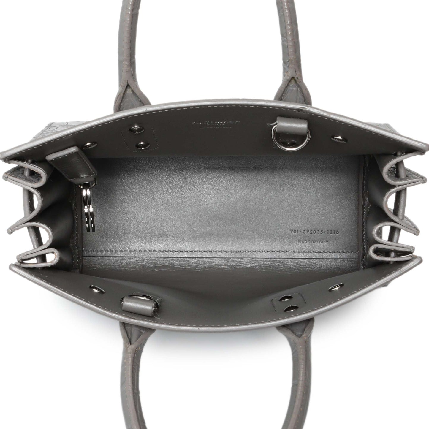 Exclusive Saint Laurent Grey Calfskin Crocodile Embossed Nano Sac De Jour — Alternate View 8