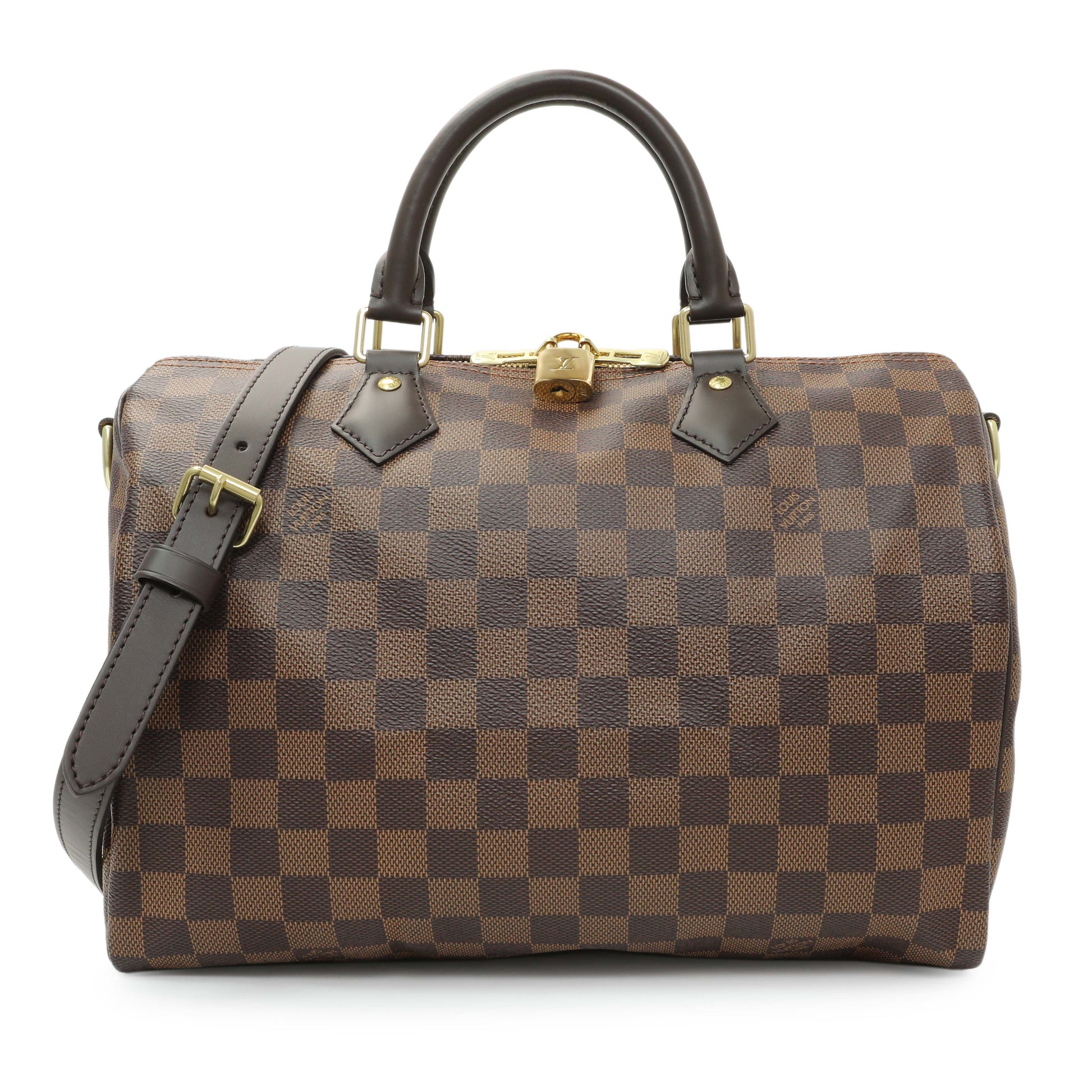 Exclusive Louis Vuitton Damier Ebene Speedy 30 Bandouliere — Front View