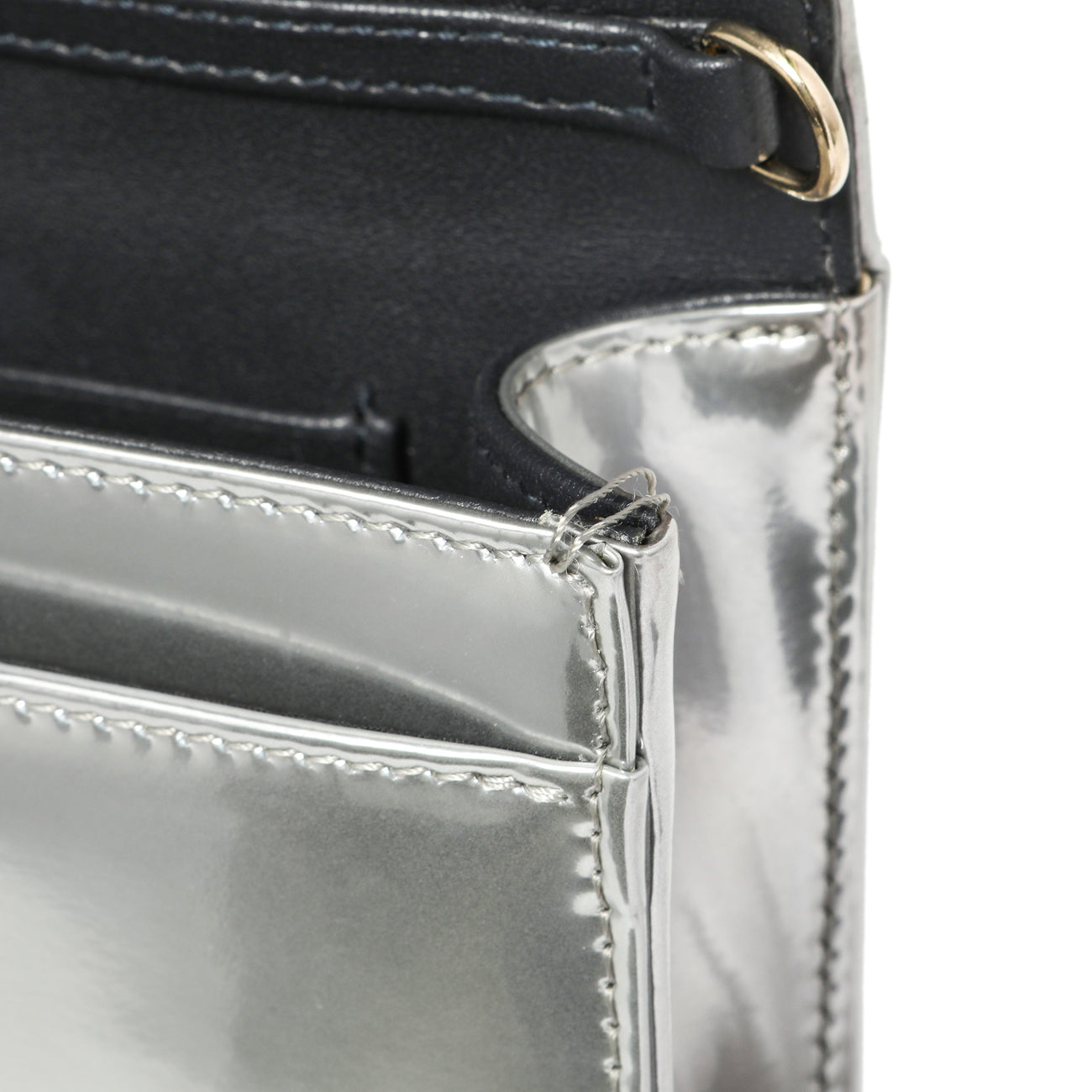 Exclusive Christian Dior Silver Patent Micro-Cannage Diorama Wallet on Chain — Lifestyle View