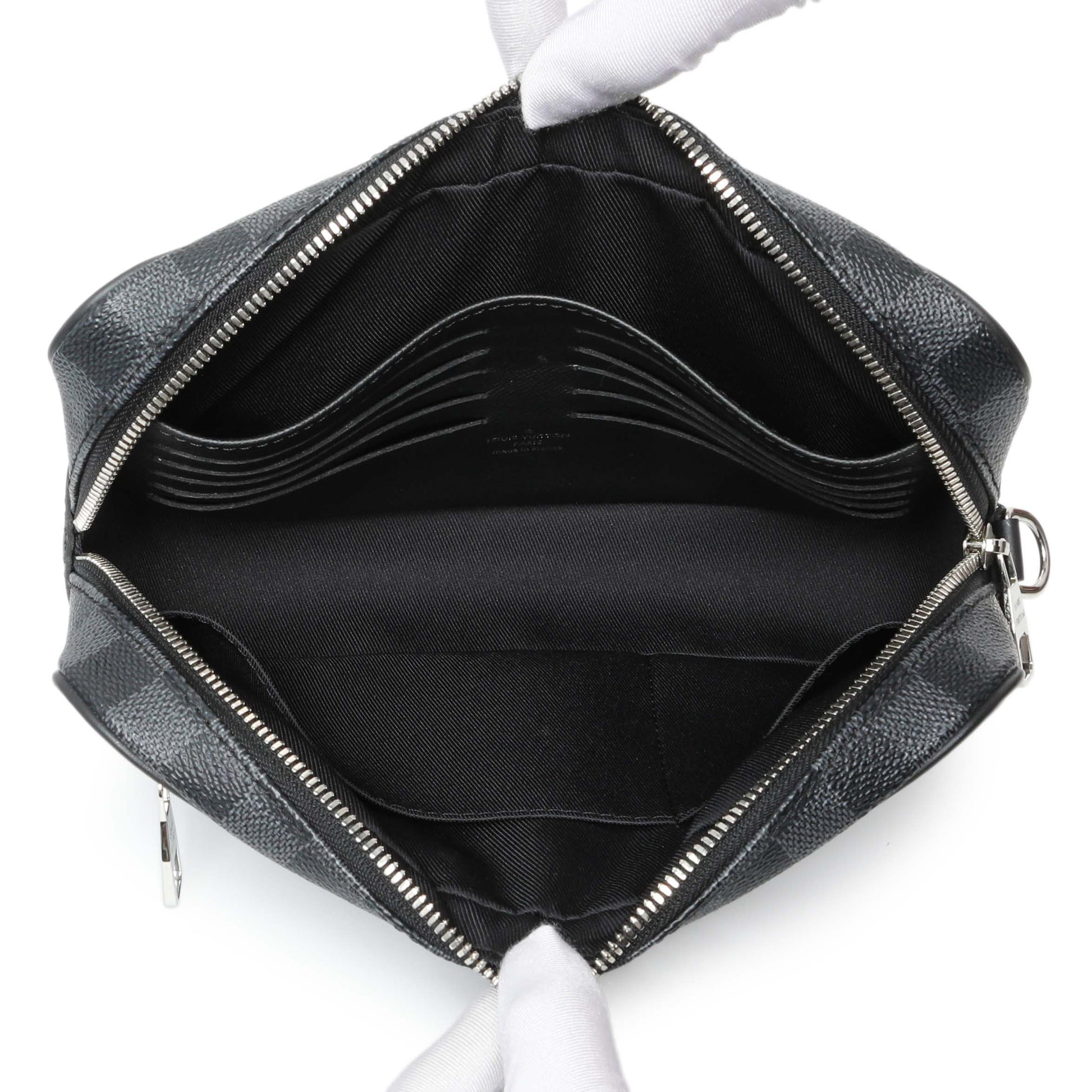 Exclusive Louis Vuitton Damier Graphite Kasai Clutch — Top View