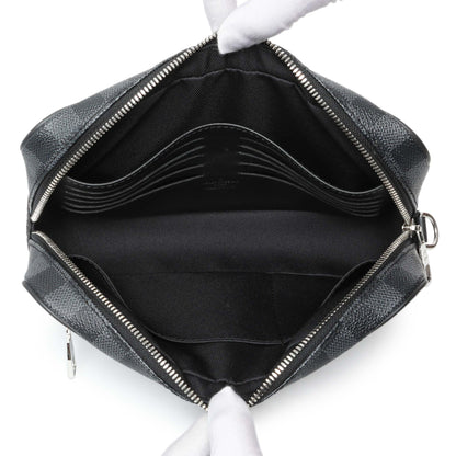 Exclusive Louis Vuitton Damier Graphite Kasai Clutch — Top View