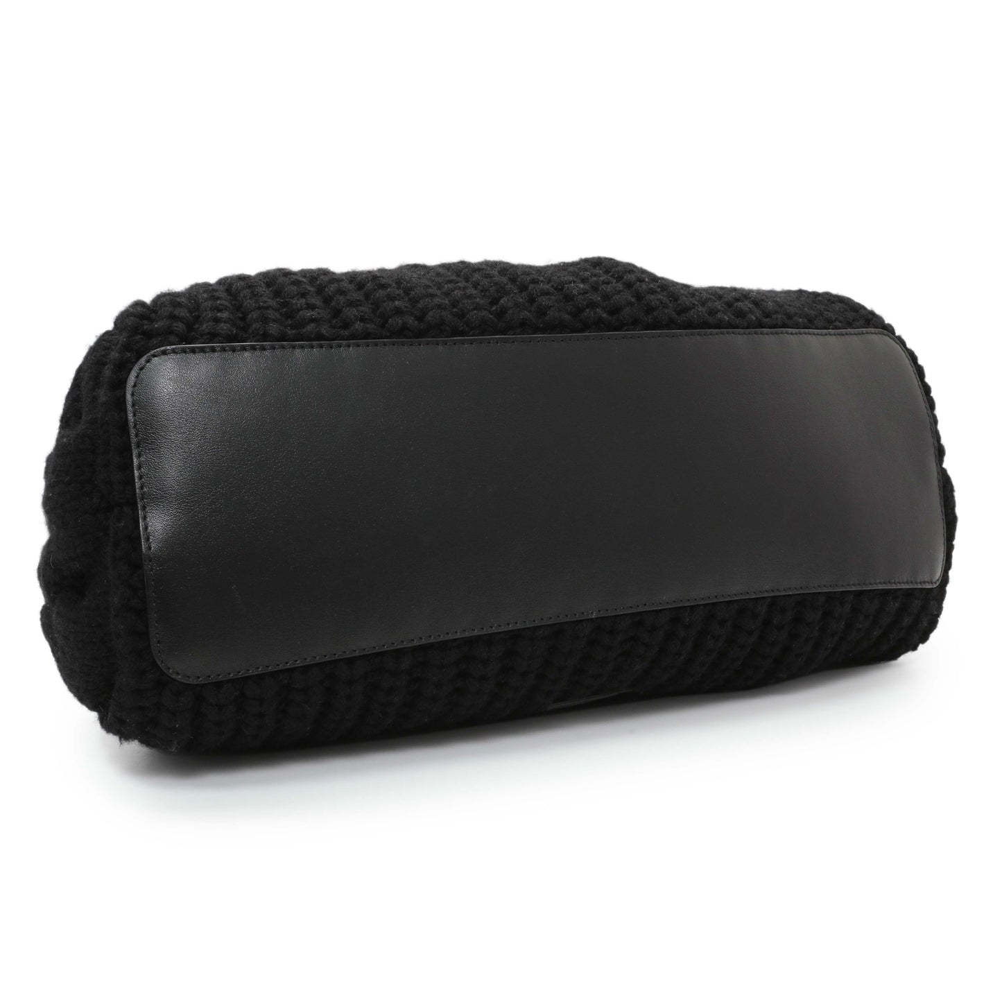 Exclusive Jimmy Choo Black Knitted Medium Cinch Shoulder Bag — Back View