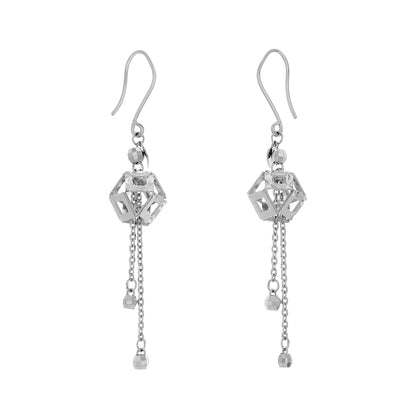 Exclusive Platinum Geometric Drop Earrings — Front View