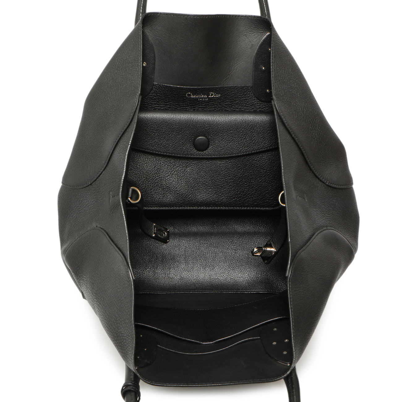 Exclusive Christian Dior Black Grained Calfskin Large Open Bar Tote — Alternate View 8