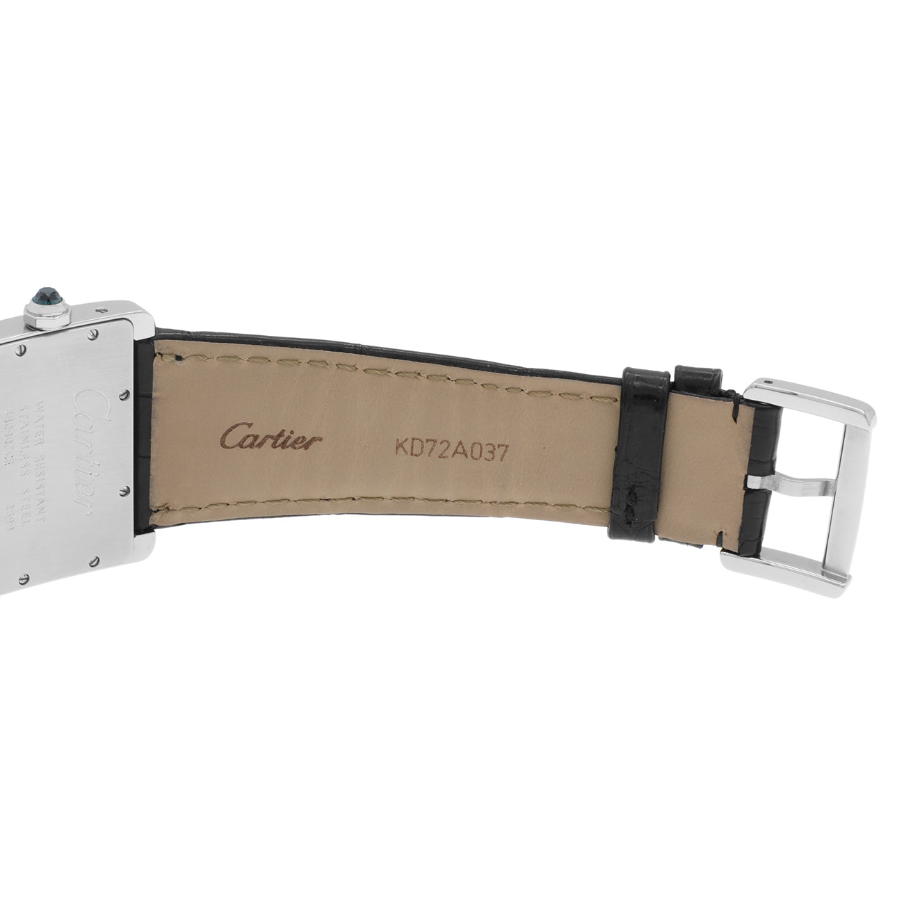 Exclusive Cartier Stainless Steel Tank Divan 2599 — Detail View