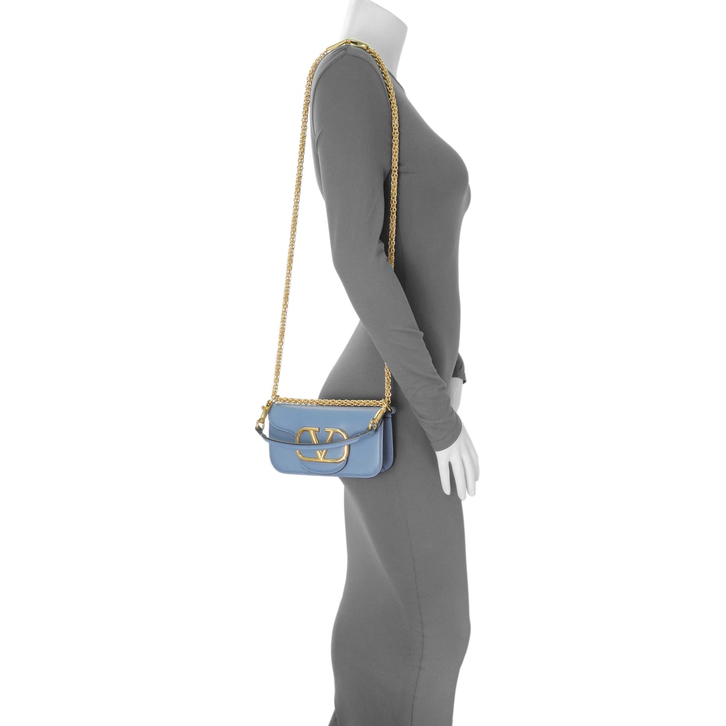 Exclusive Valentino Blue Calfskin Vlogo Small Loco Shoulder Bag — Alternate View 7
