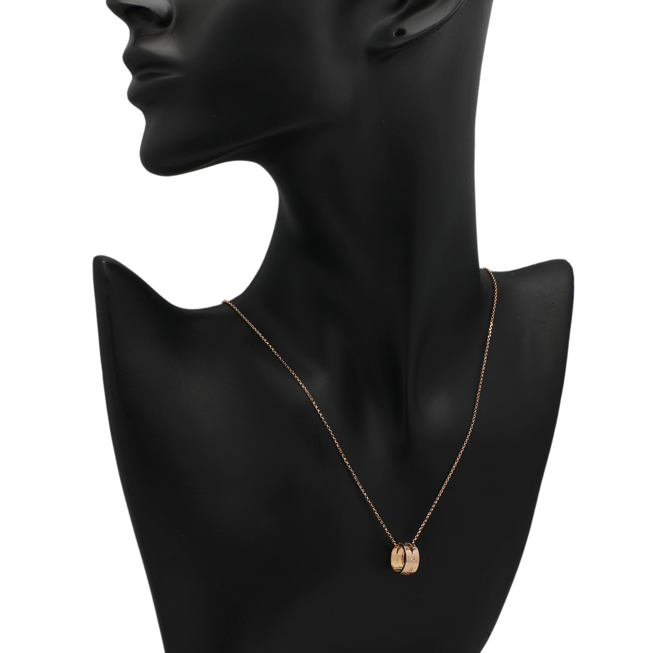 Exclusive 18K Rose Gold Diamond "I Love You" Charm Pendant — Detail View
