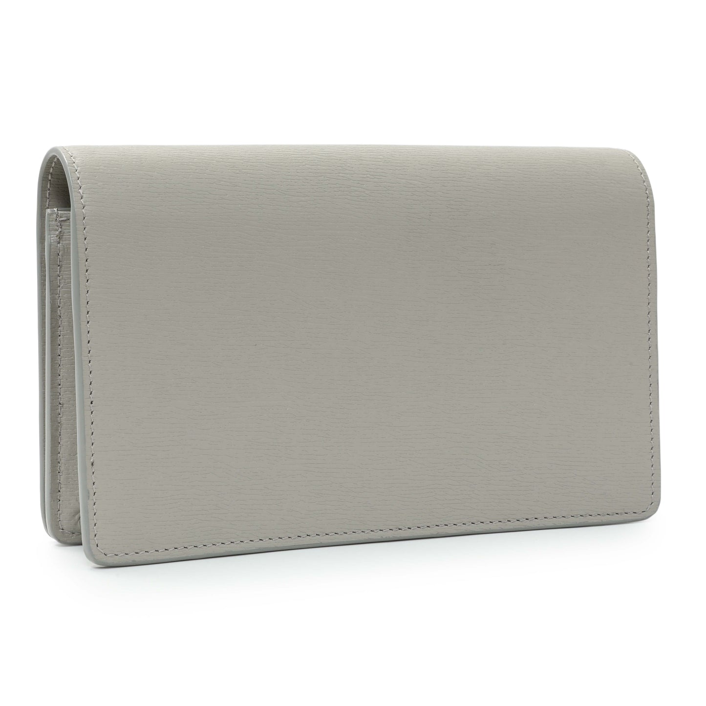 Exclusive Gucci Grey Textured Calfskin Script Logo Chain Wallet — Side View