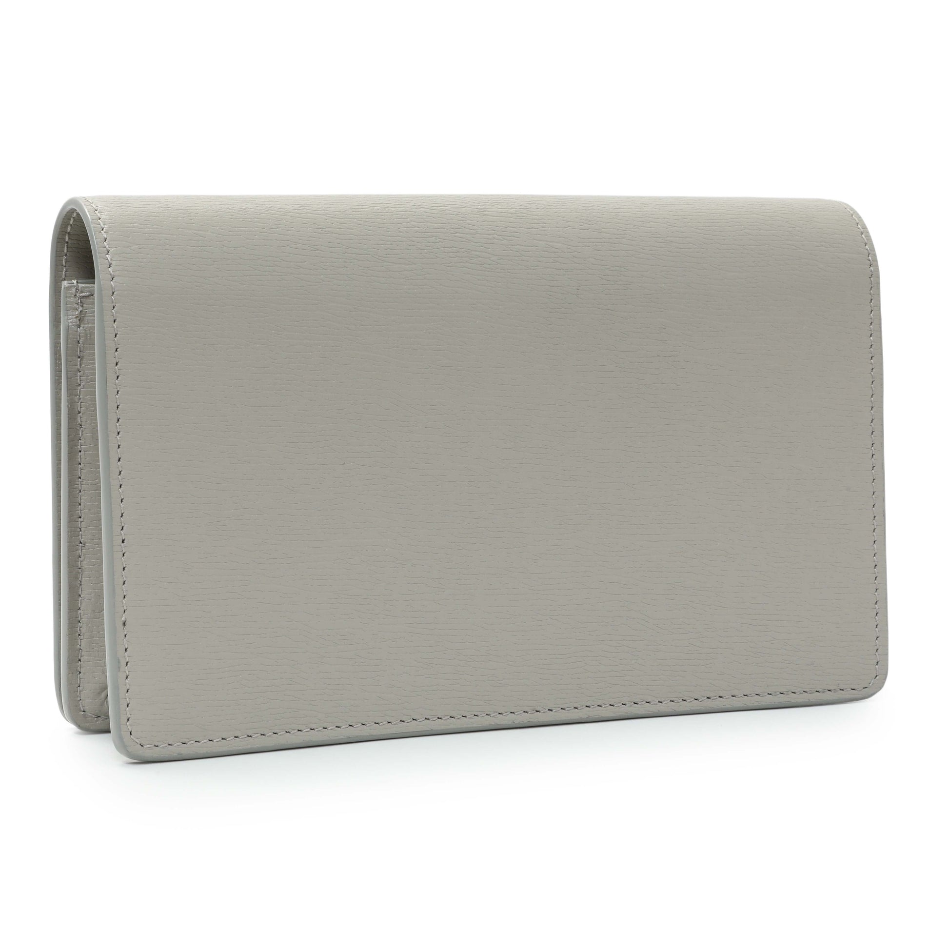 Exclusive Gucci Grey Textured Calfskin Script Logo Chain Wallet — Side View