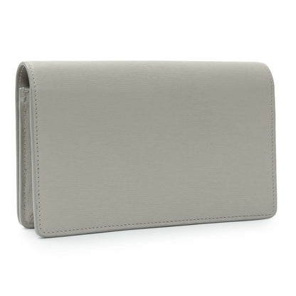 Exclusive Gucci Grey Textured Calfskin Script Logo Chain Wallet — Side View