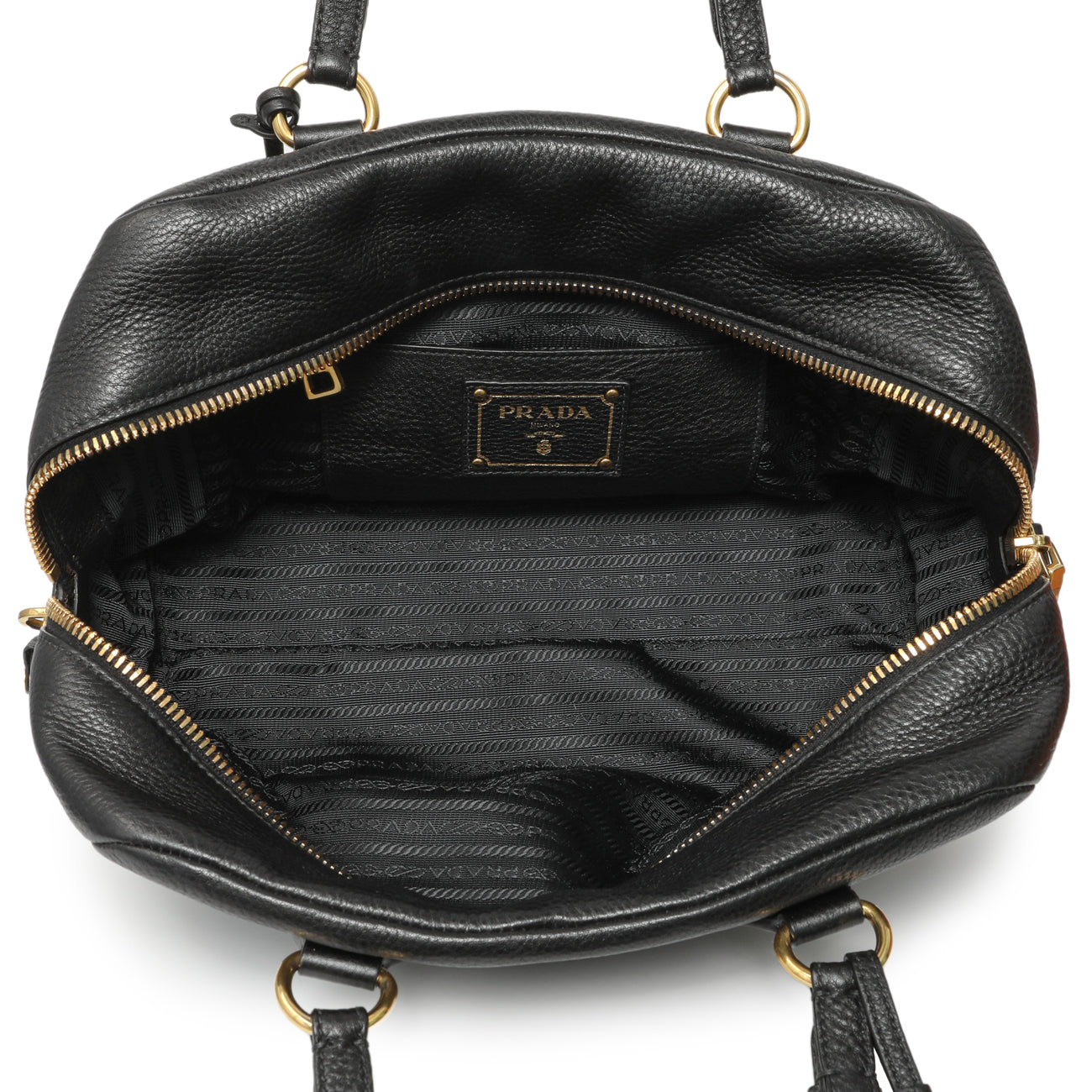 Exclusive Prada Black Vitello Daino Bauletto — Top View