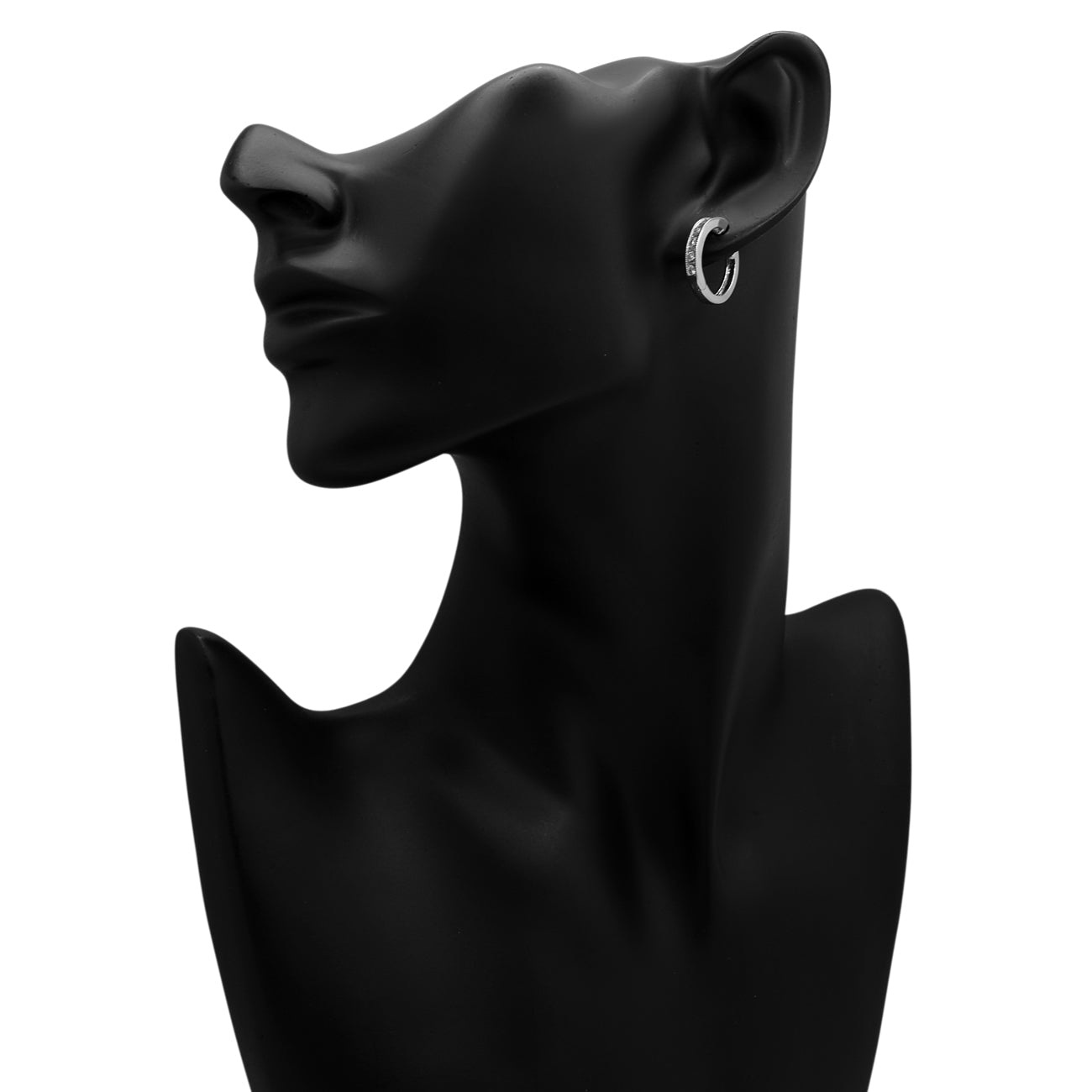 Exclusive 14K White Gold 0.52 Carat Diamond Hoop Earrings — Back View