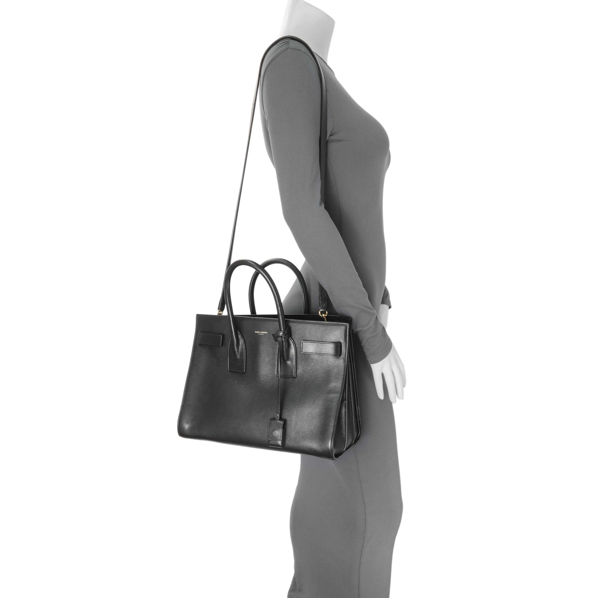 Exclusive Saint Laurent Black Calfskin Small Sac De Jour — Alternate View 13