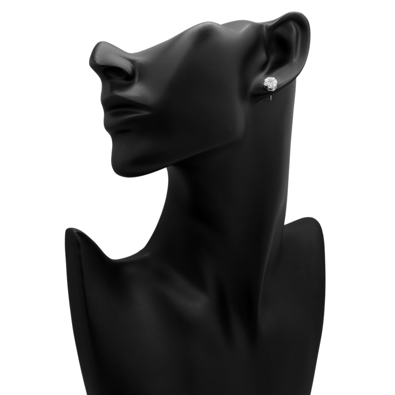 Exclusive 18K White Gold 1.60 Carat Diamond Cluster Earrings — Back View
