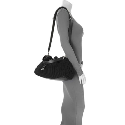 Exclusive Jimmy Choo Black Knitted Medium Cinch Shoulder Bag — Alternate View 7