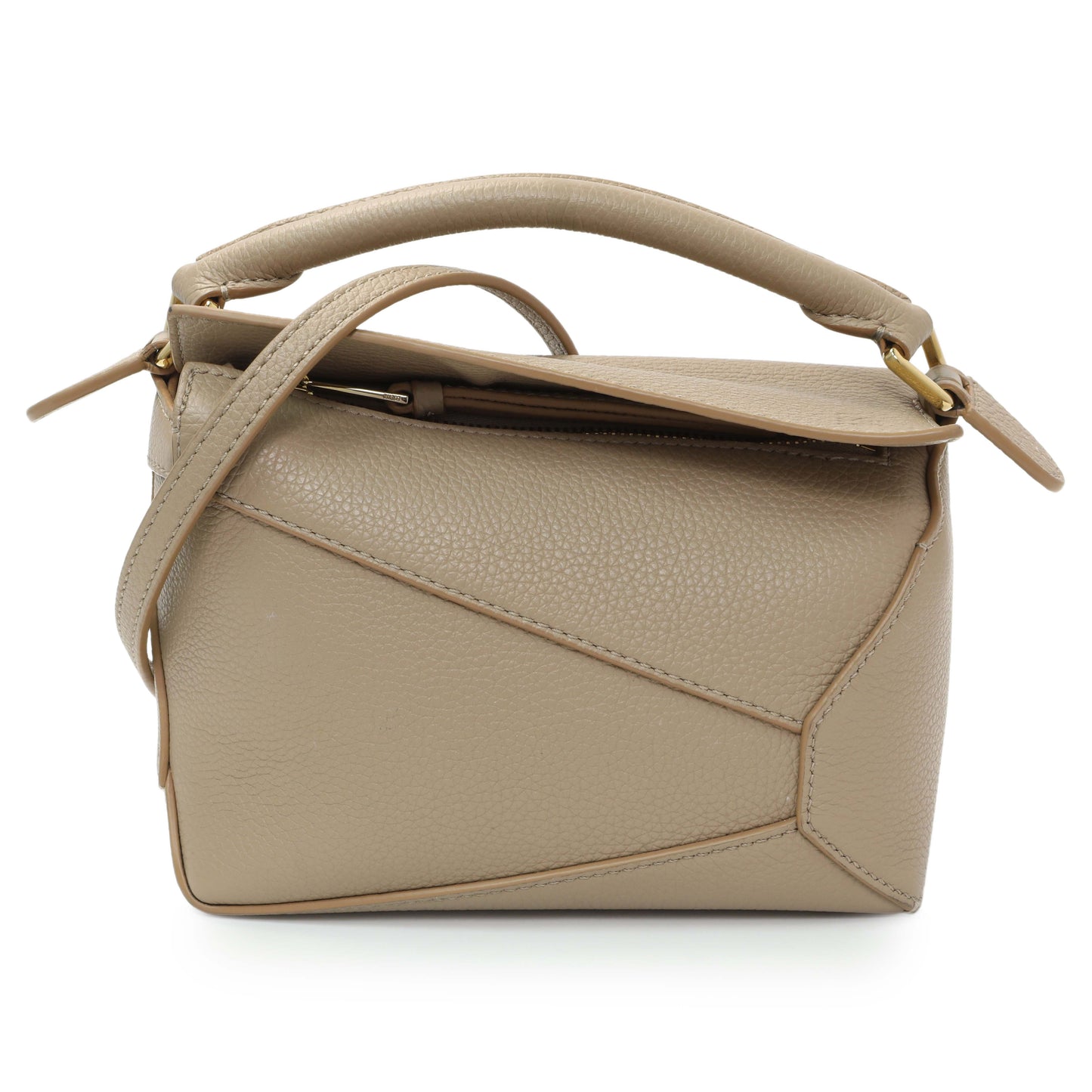 Exclusive Loewe Sand Grained Calfskin Mini Puzzle Bag — Front View