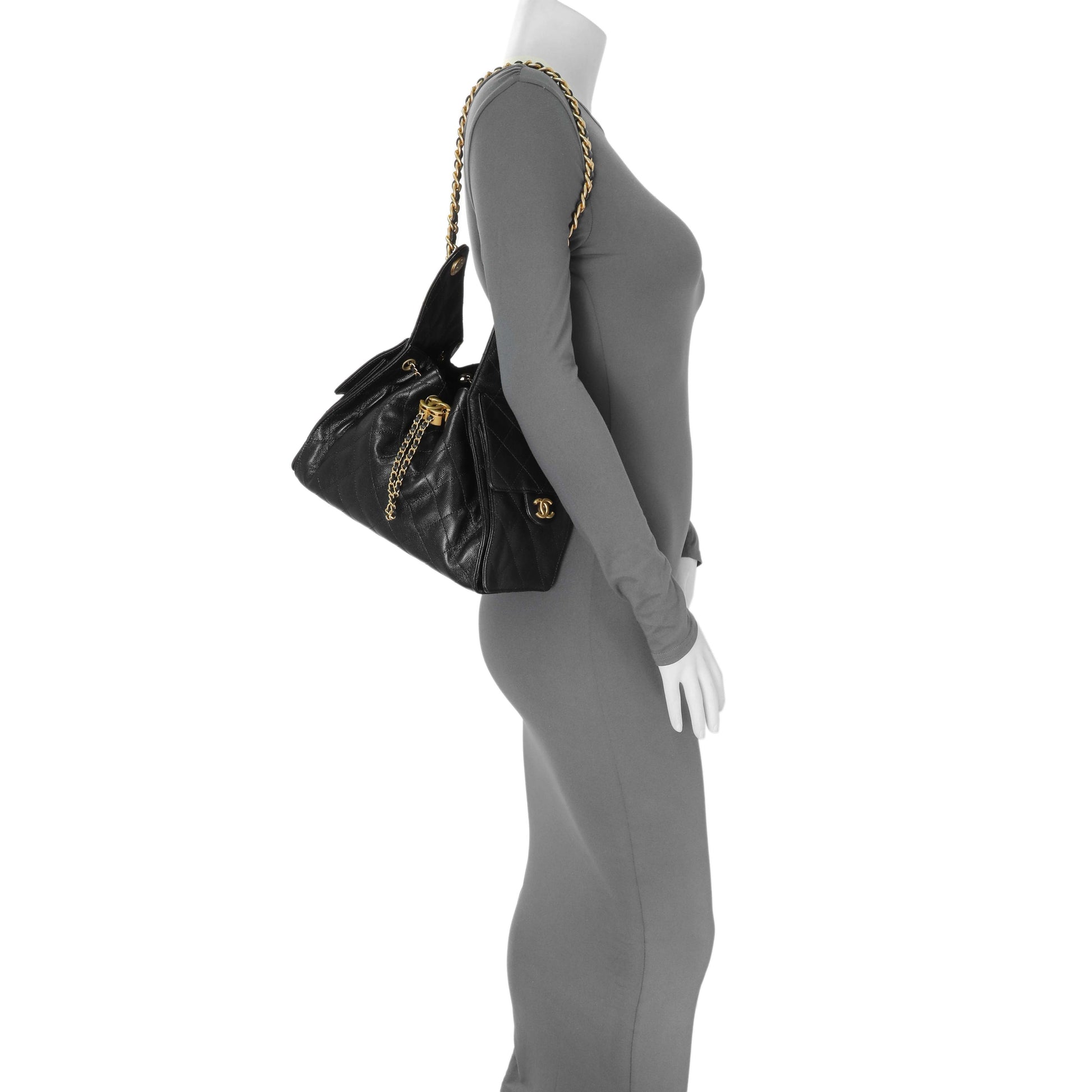 Exclusive Chanel Black Caviar Quilted Small Chanel 25 Handbag — Alternate View 11