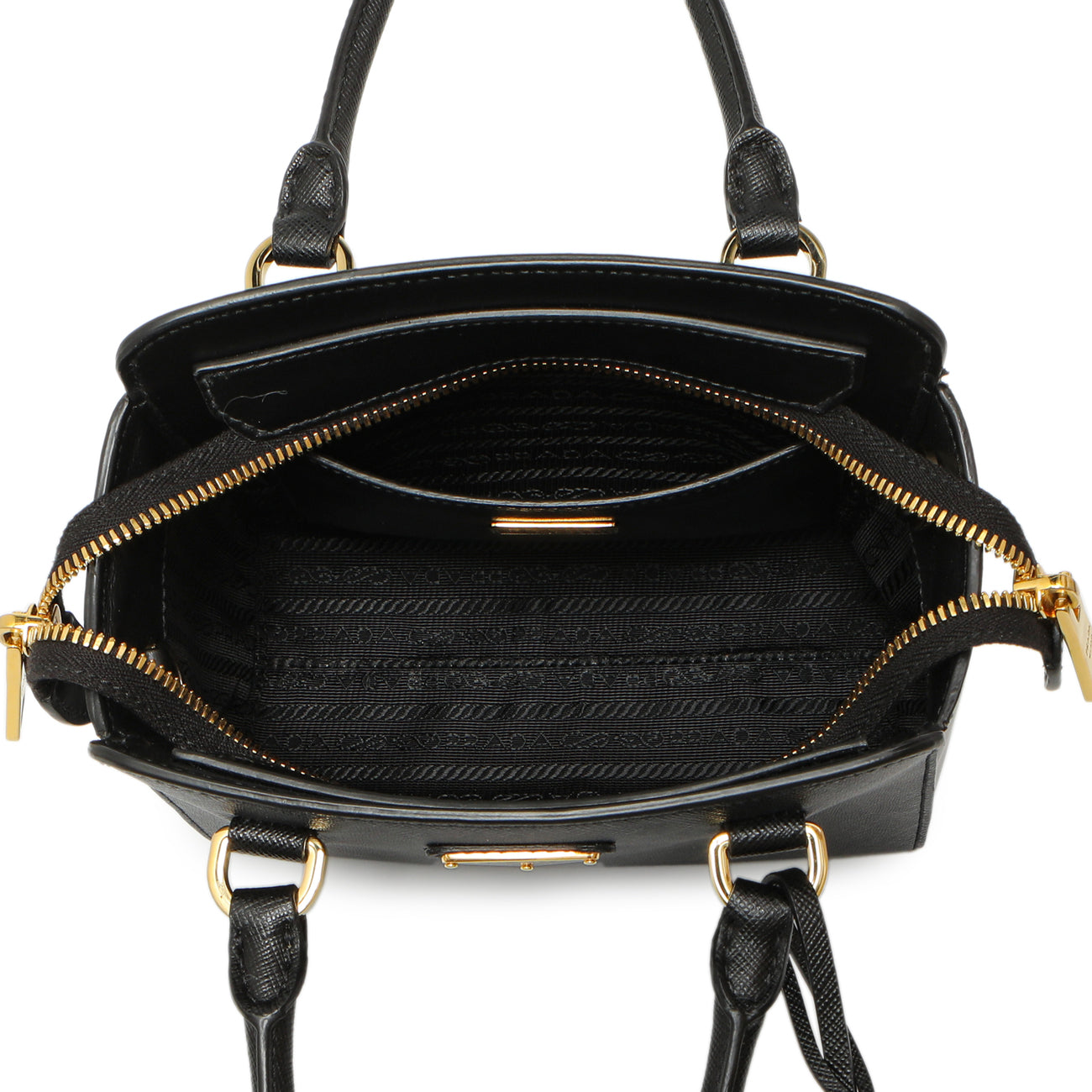 Exclusive Prada Black Saffiano Soft Calf Mini Zipped Tote — Top View